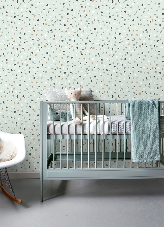 Ona Mint Terrazzo Wallpaper - Brewster Wallcovering