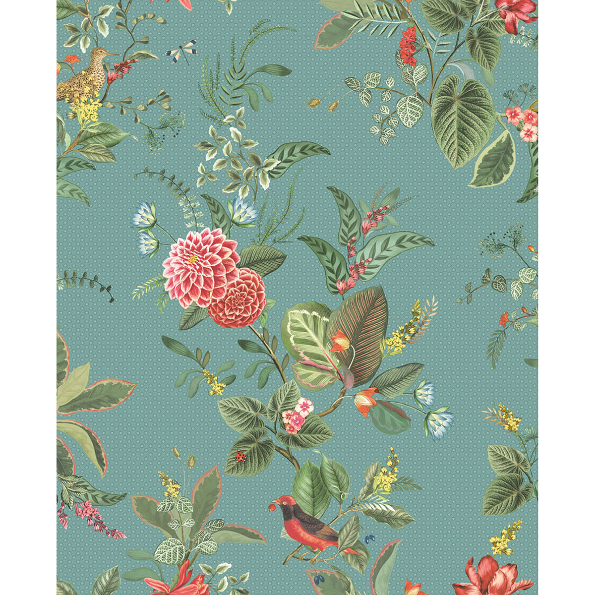 Picture of Floris Turquoise Woodland Floral Wallpaper