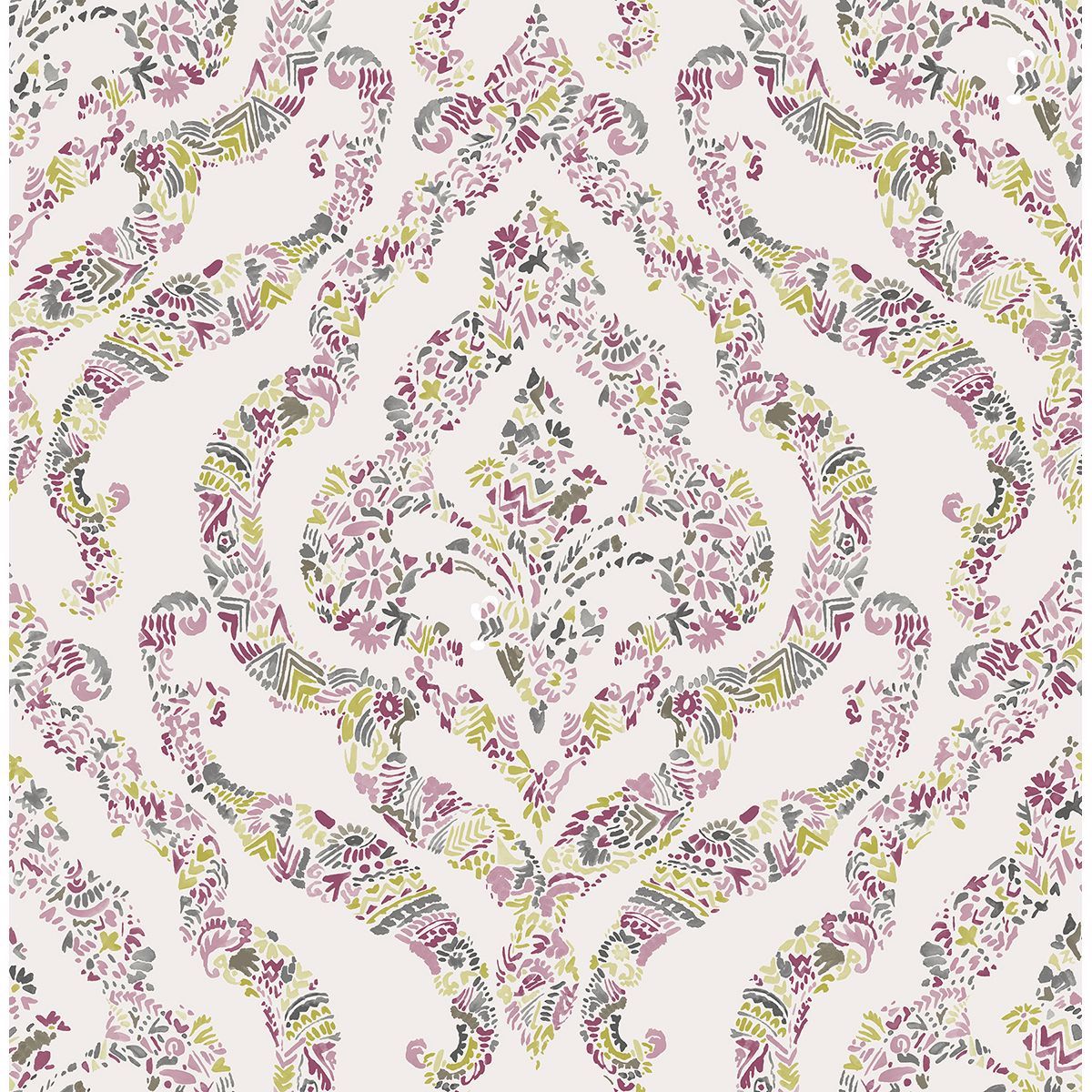 Picture of Featherton Pink Floral Damask Wallpaper