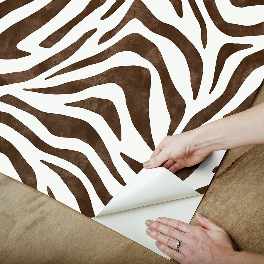 Brown RuZebra Peel and Stick Wallpaper - Brewster Wallcovering