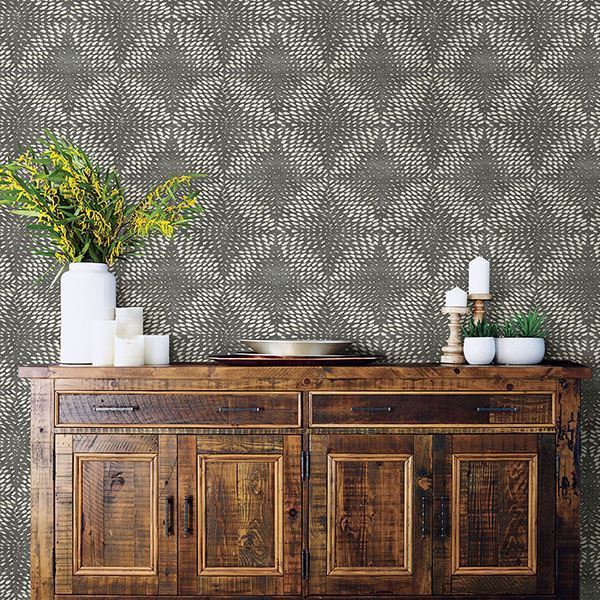 Ethos Pewter Abstract Wallpaper - Brewster Wallcovering