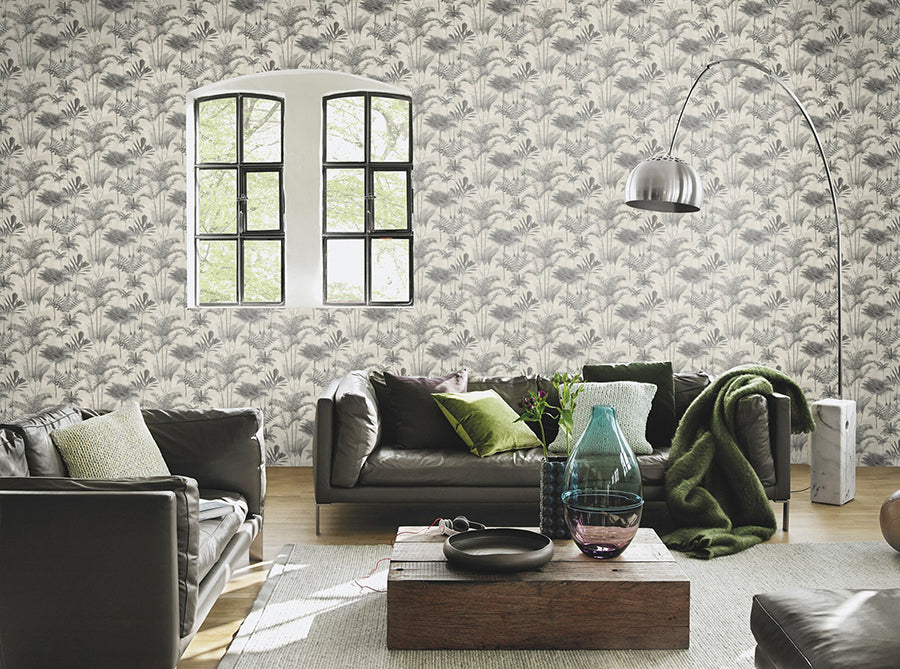 Kinabalu Charcoal Rainforest Wallpaper - Brewster Wallcovering