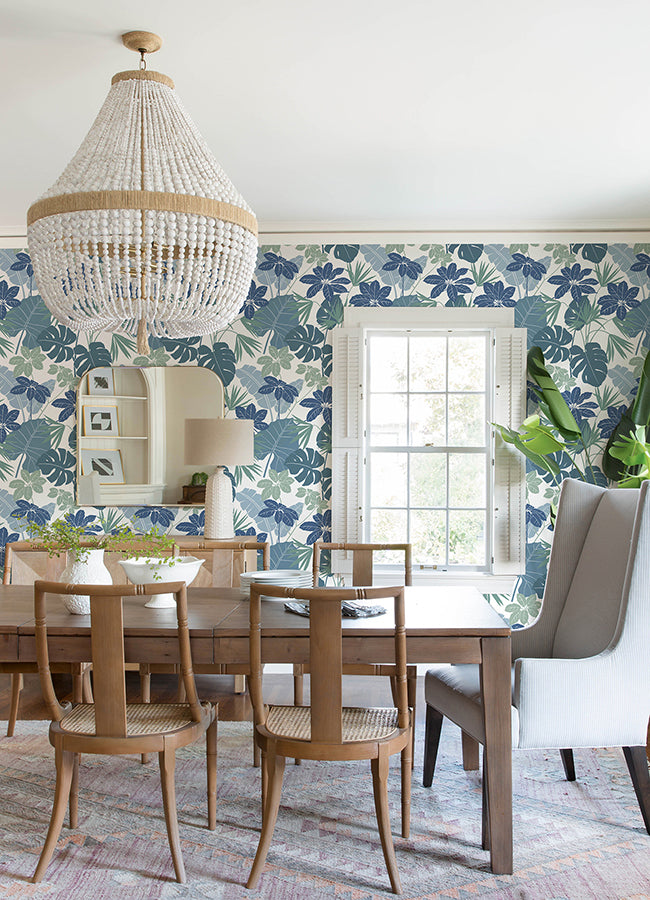 Medellin Blue Rainforest Floor Wallpaper - Brewster Wallcovering