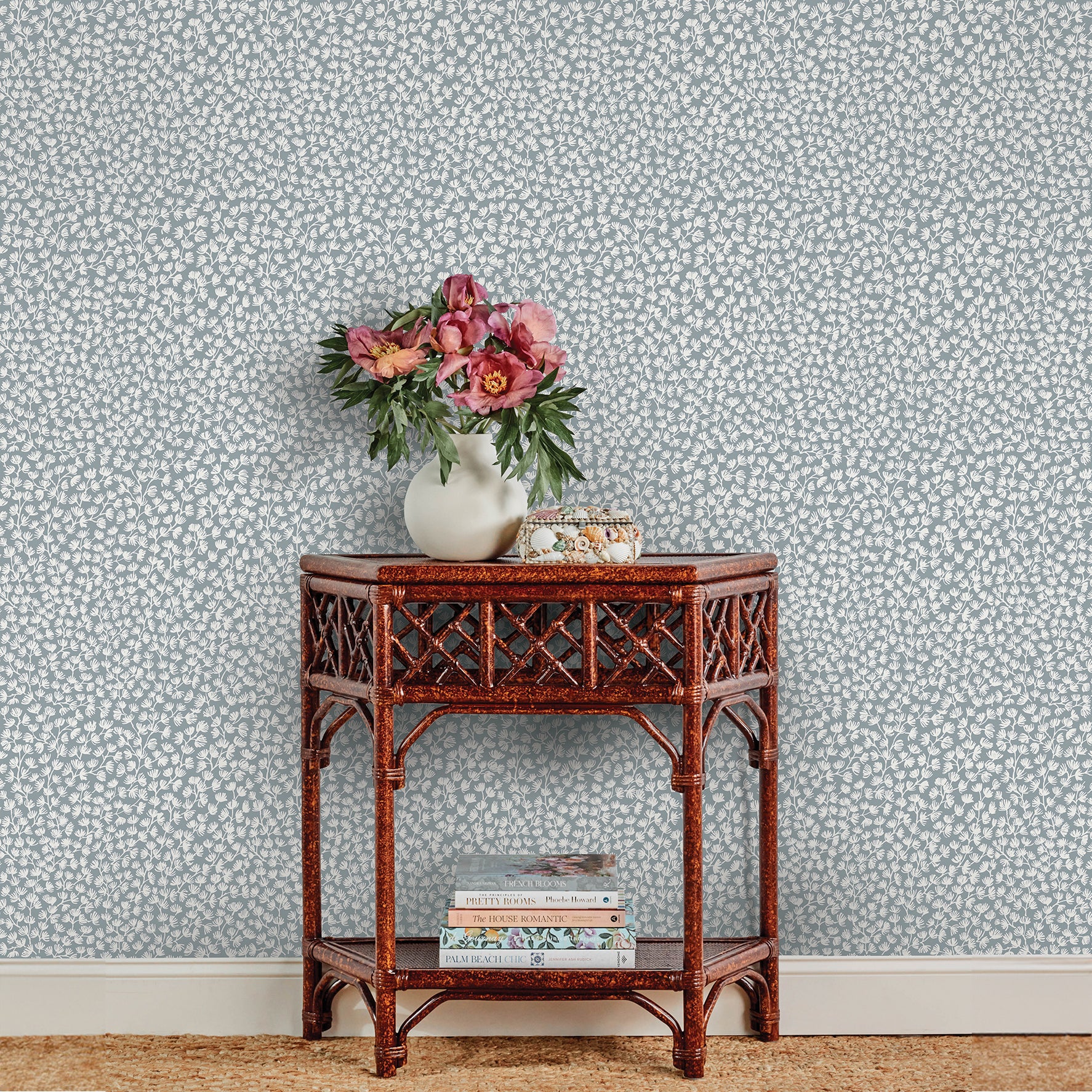 Sea Fern Slate Blue Peel and Stick Wallpaper - Brewster Wallcovering