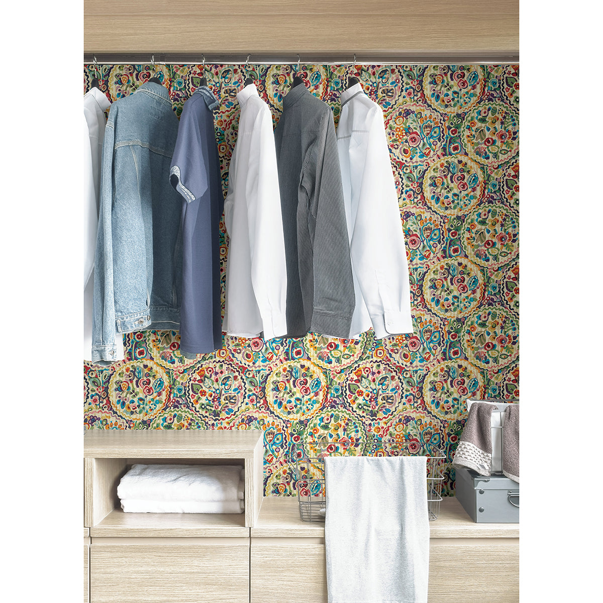 Multi Camille Peel and Stick Wallpaper - Brewster Wallcovering