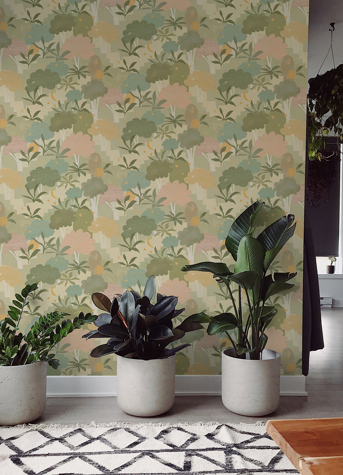 Sage Bohemian Walk Tree Peel and Stick Wallpaper - Brewster Wallcovering