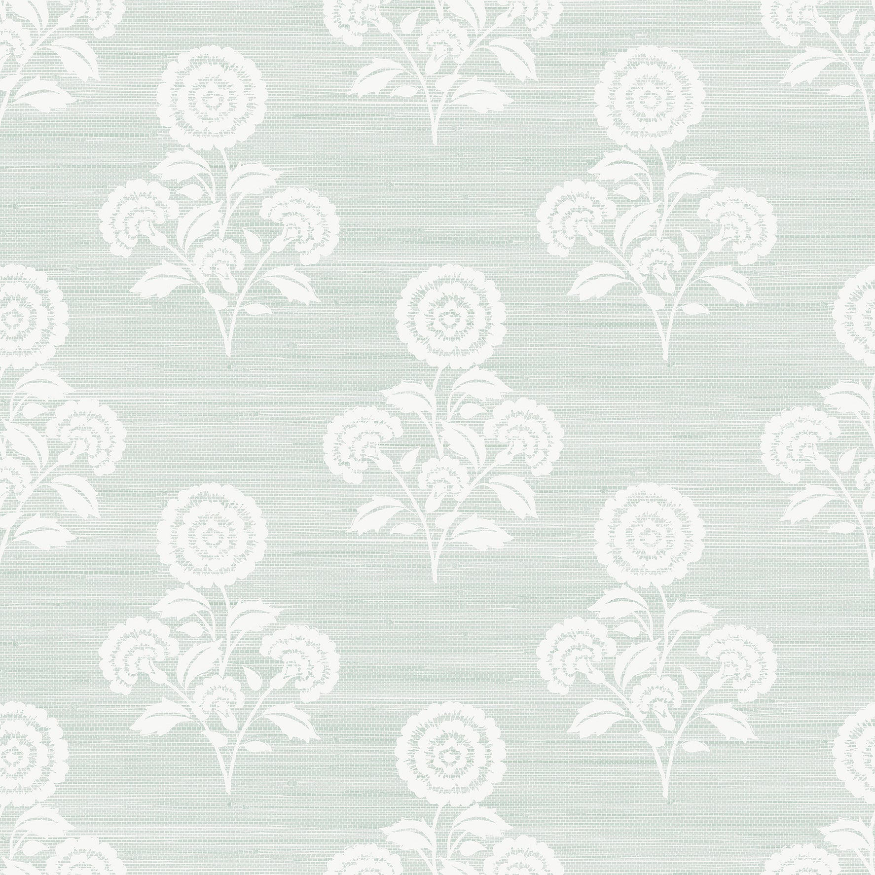 Picture of Flourish Block Print Whisper Blue Faux Grasscloth Peel and Stick Wallpaper