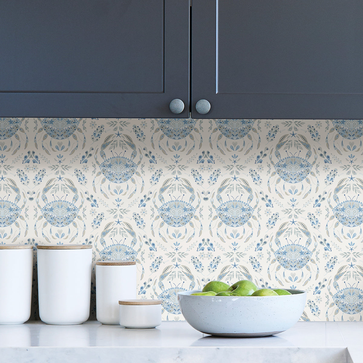 Blue Shellby Peel and Stick Wallpaper - Brewster Wallcovering