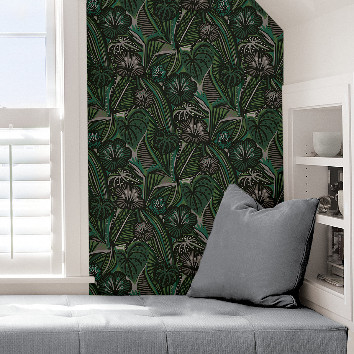 Greens Lotusland Peel and Stick Wallpaper - Brewster Wallcovering