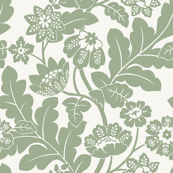 Picture of Augusta Seafoam Flock Damask Wallpaper