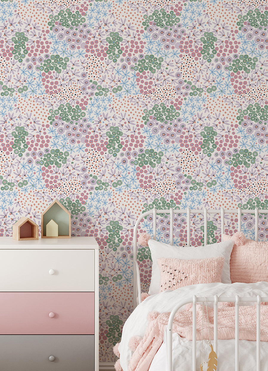 Floral Bunch Multi Cool Peel and Stick Wallpaper - Brewster Wallcovering