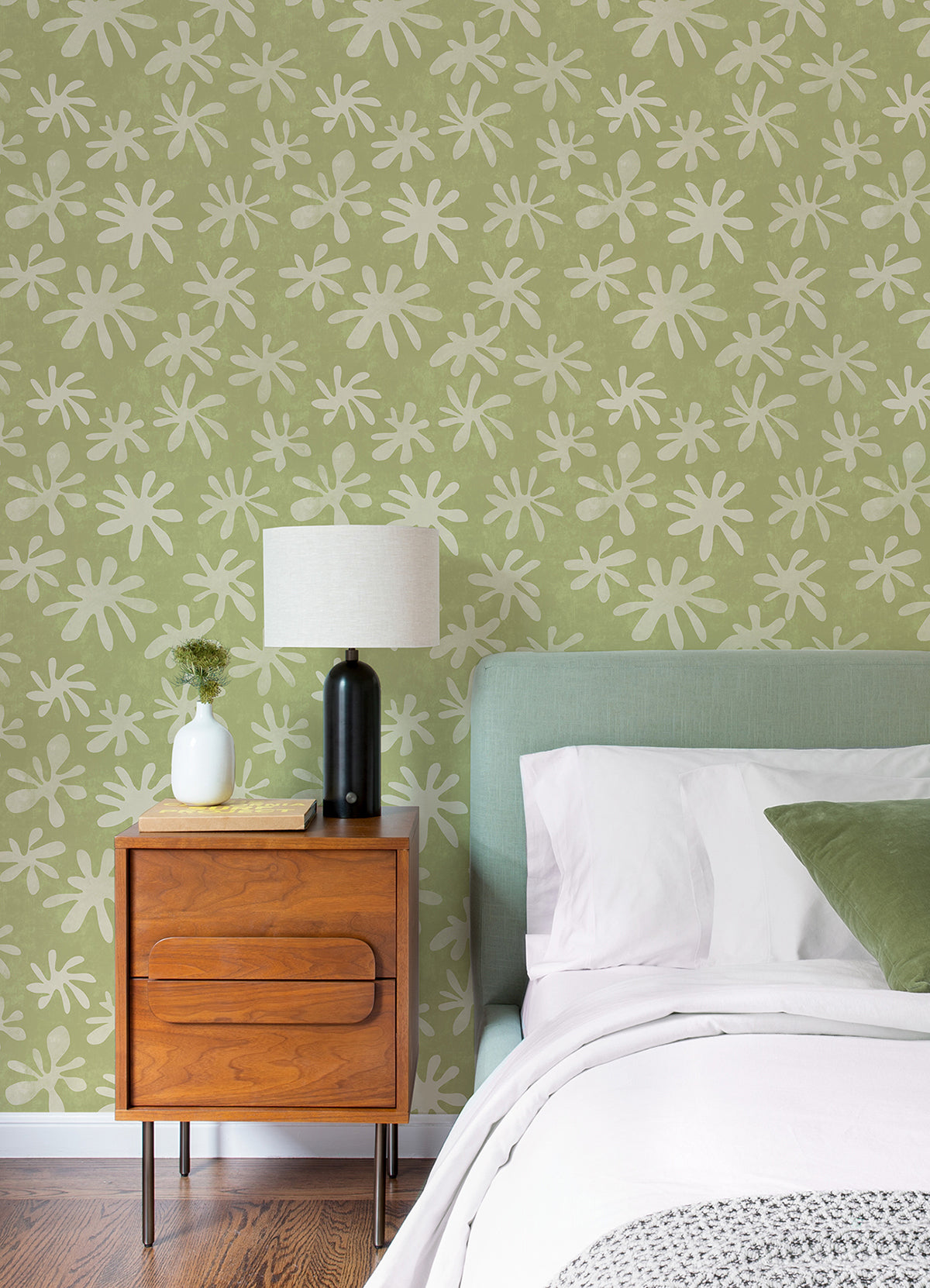 Sage Field of Flowers Peel and Stick Wallpaper - Brewster Wallcovering