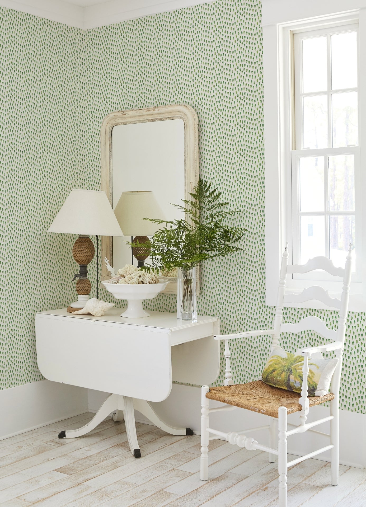 Sand Drips Green Painted Dots Wallpaper - Brewster Wallcovering