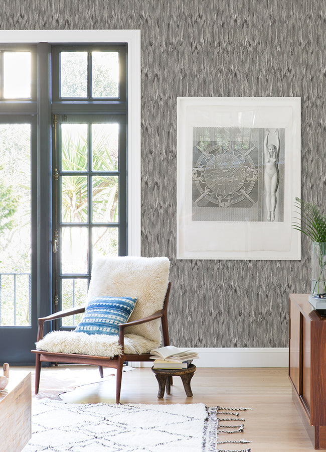 Kintana Pewter Abstract Trellis Wallpaper - Brewster Wallcovering