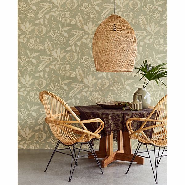 Arvada Sage Botanical Wallpaper - Brewster Wallcovering