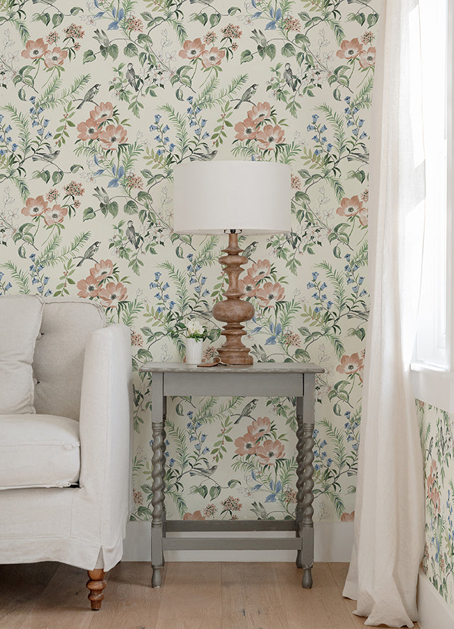 Frederique Multicolor Bloom Wallpaper - Brewster Wallcovering