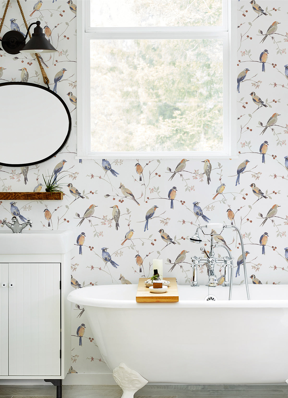 Birdsong Orange Trail Wallpaper - Brewster Wallcovering