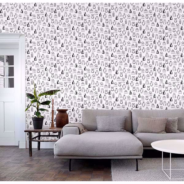 Chita White Perfume Bottles Wallpaper - Brewster Wallcovering