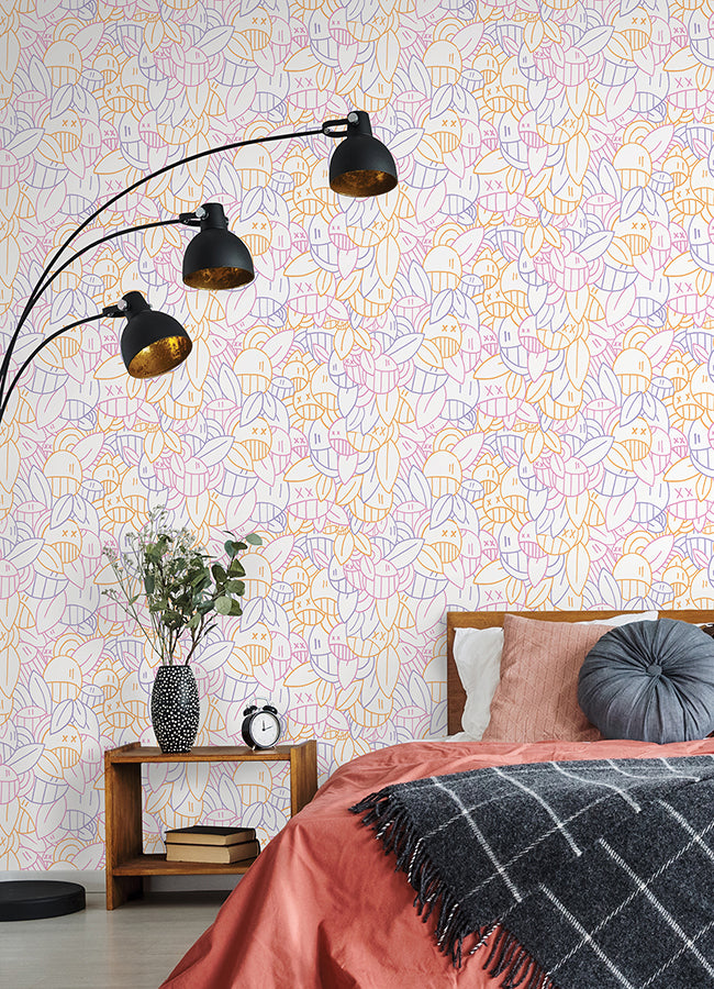 Multi Warm Floral Sequence Peel and Stick Wallpaper - Brewster Wallcovering