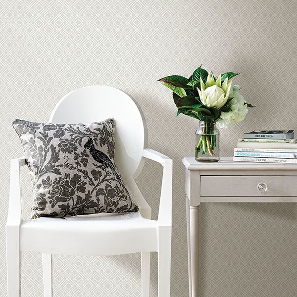 Napa Light Grey Geometric Wallpaper - Brewster Wallcovering