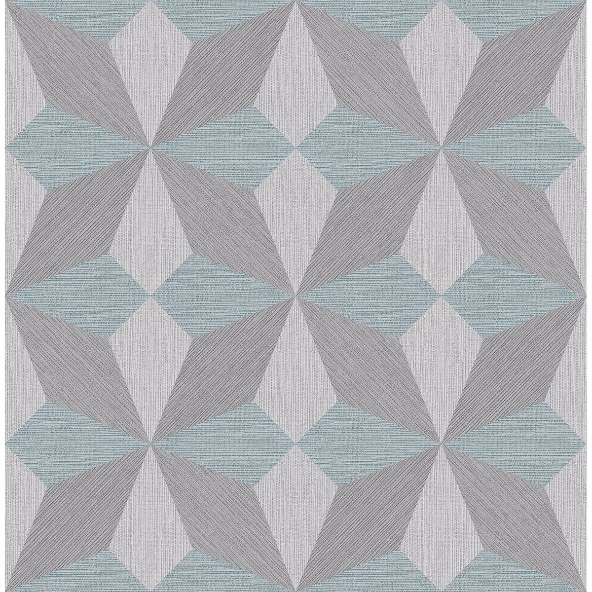 Picture of Valiant Aqua Faux Grasscloth Geometric Wallpaper