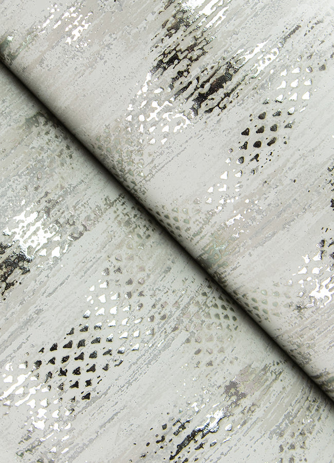 Kintana Silver Abstract Trellis Wallpaper - Brewster Wallcovering