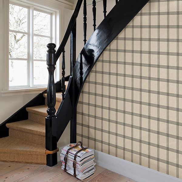 Twain Black Plaid Wallpaper - Brewster Wallcovering