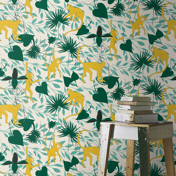 Langur Yellow Monkey Troop Wallpaper - Brewster Wallcovering