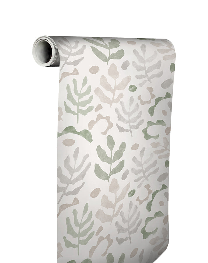 Neutral Green Mira Peel and Stick Wallpaper - Brewster Wallcovering