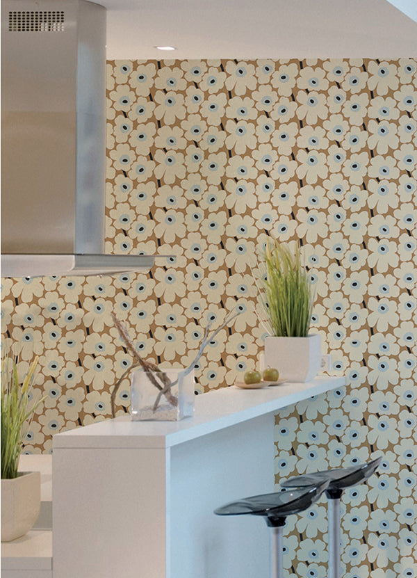 Beige Pieni Unikko Peel and Stick Wallpaper - Brewster Wallcovering