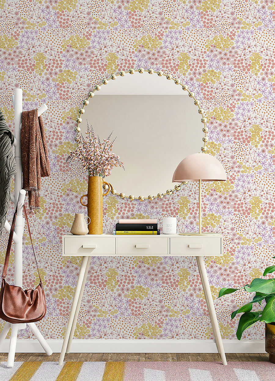 Floral Bunch Multi Warm Peel and Stick Wallpaper - Brewster Wallcovering