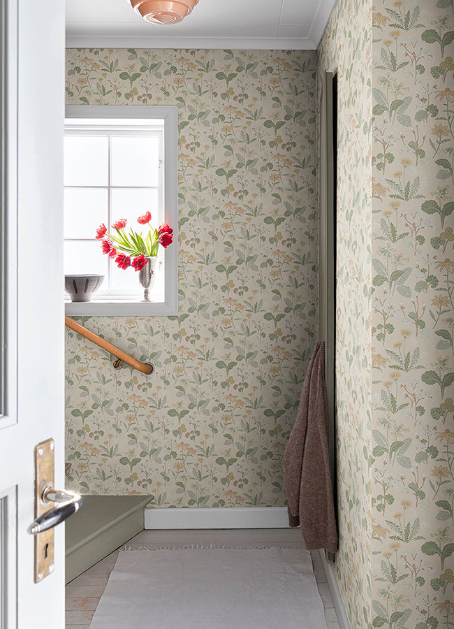 Magdalena Light Yellow Dandelion Wallpaper - Brewster Wallcovering