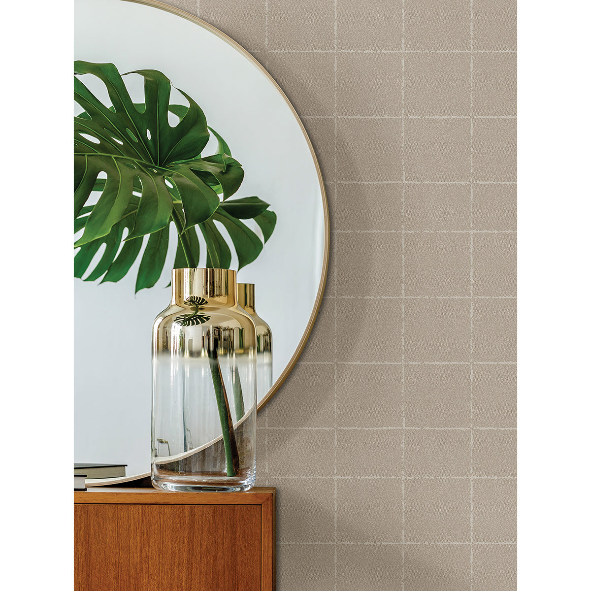 Kishi Neutral Tile Wallpaper - Brewster Wallcovering