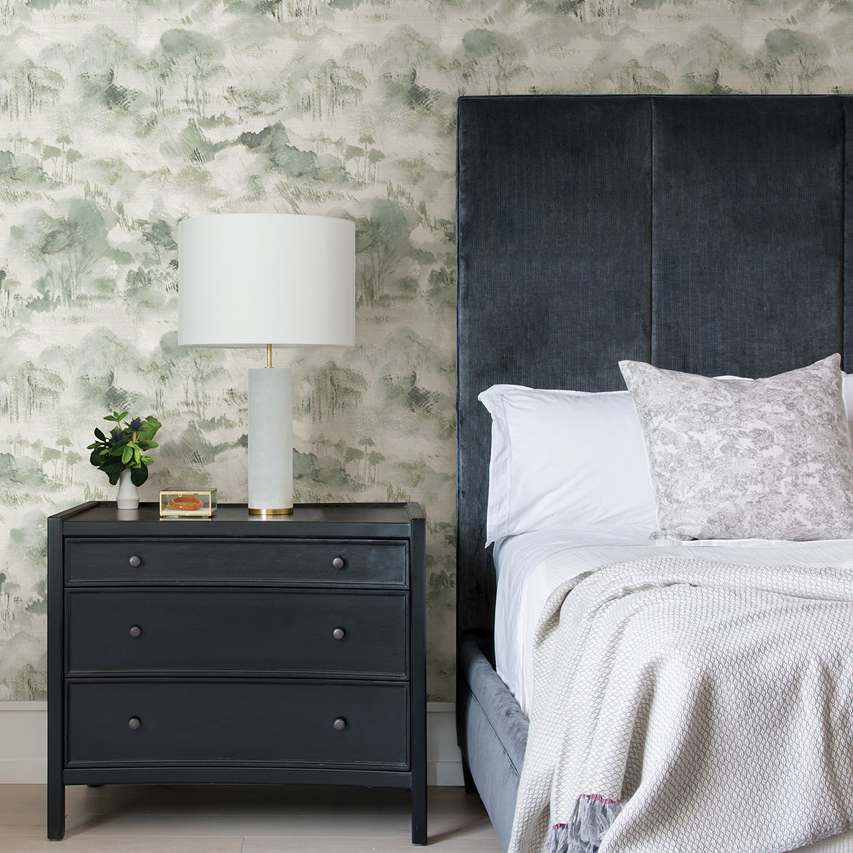 Nara Sage Toile Wallpaper - Brewster Wallcovering