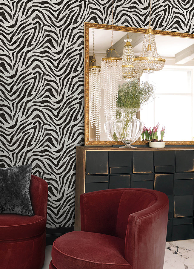 Black RuZebra Peel and Stick Wallpaper - Brewster Wallcovering