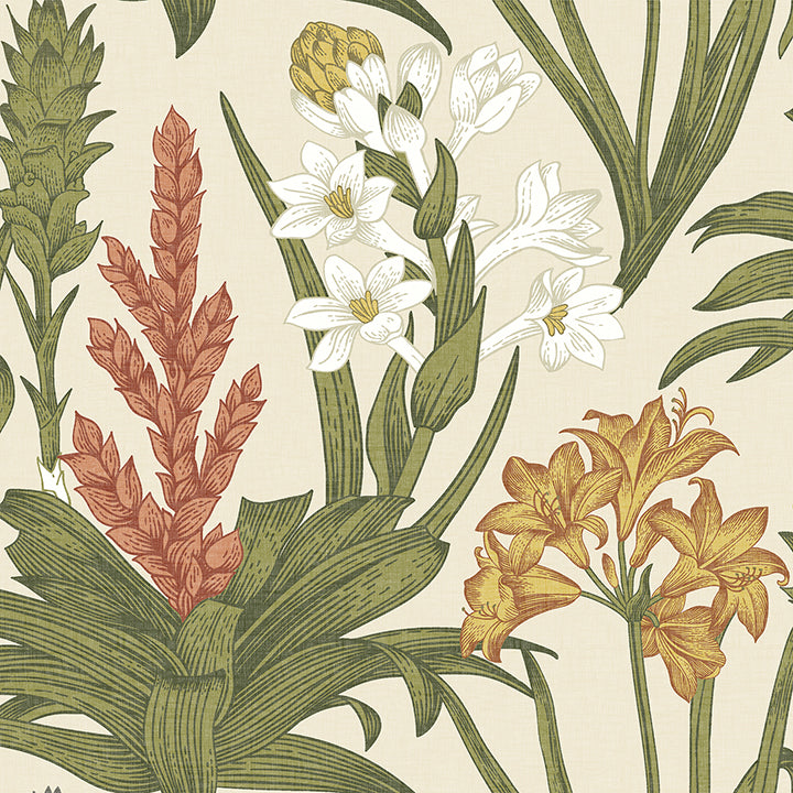 Picture of Linen & Olive Blooming Villa Peel and Stick Wallpaper