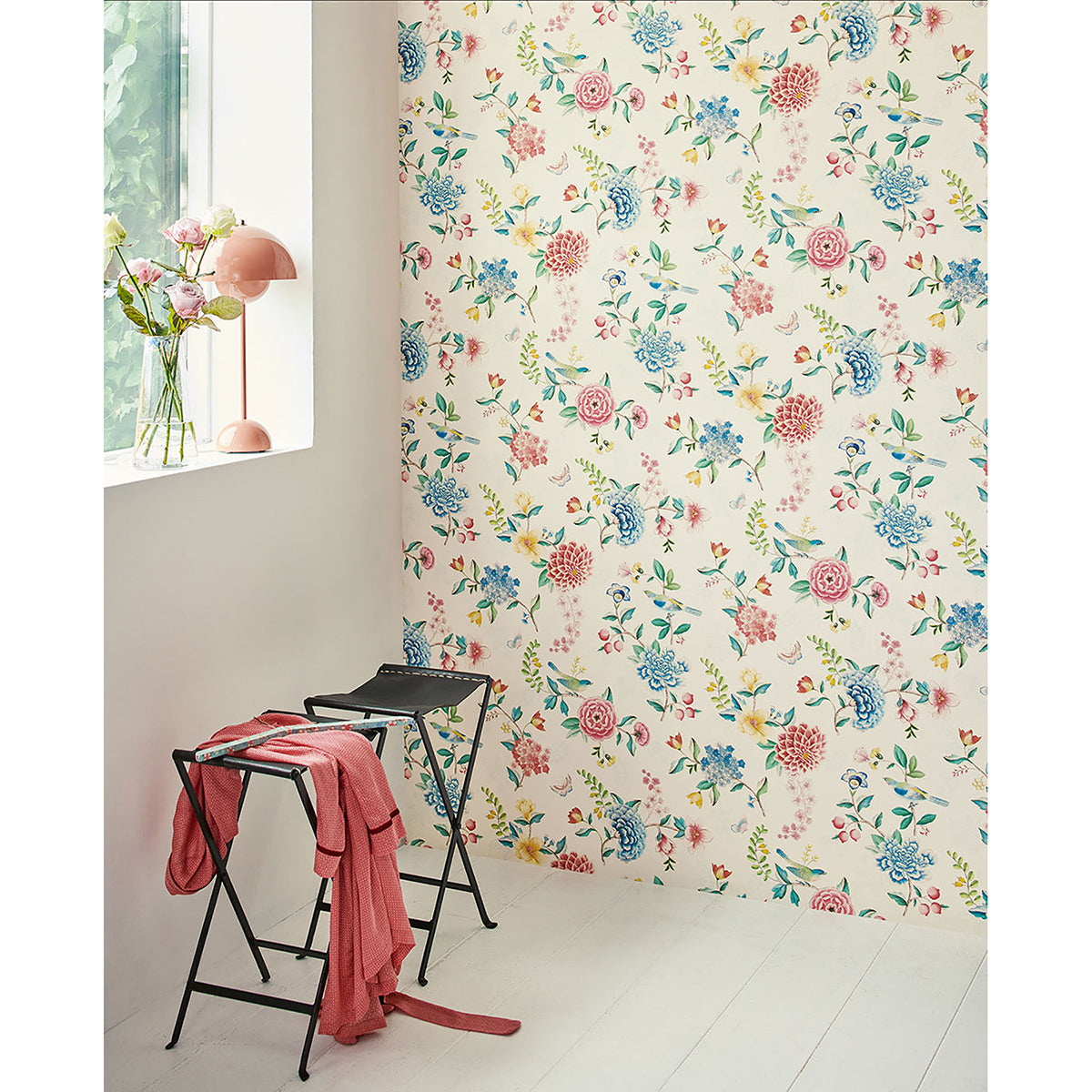 Good Evening White Floral Garden Wallpaper - Brewster Wallcovering