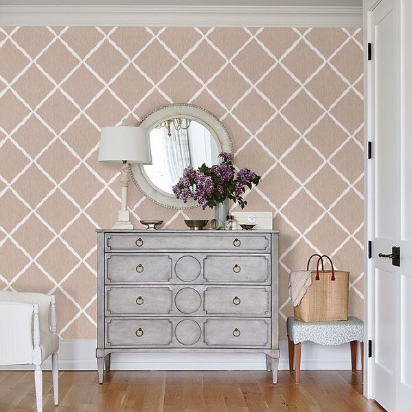 Petal Ikat Trellis Wallpaper by Sarah Richardson - Brewster Wallcovering