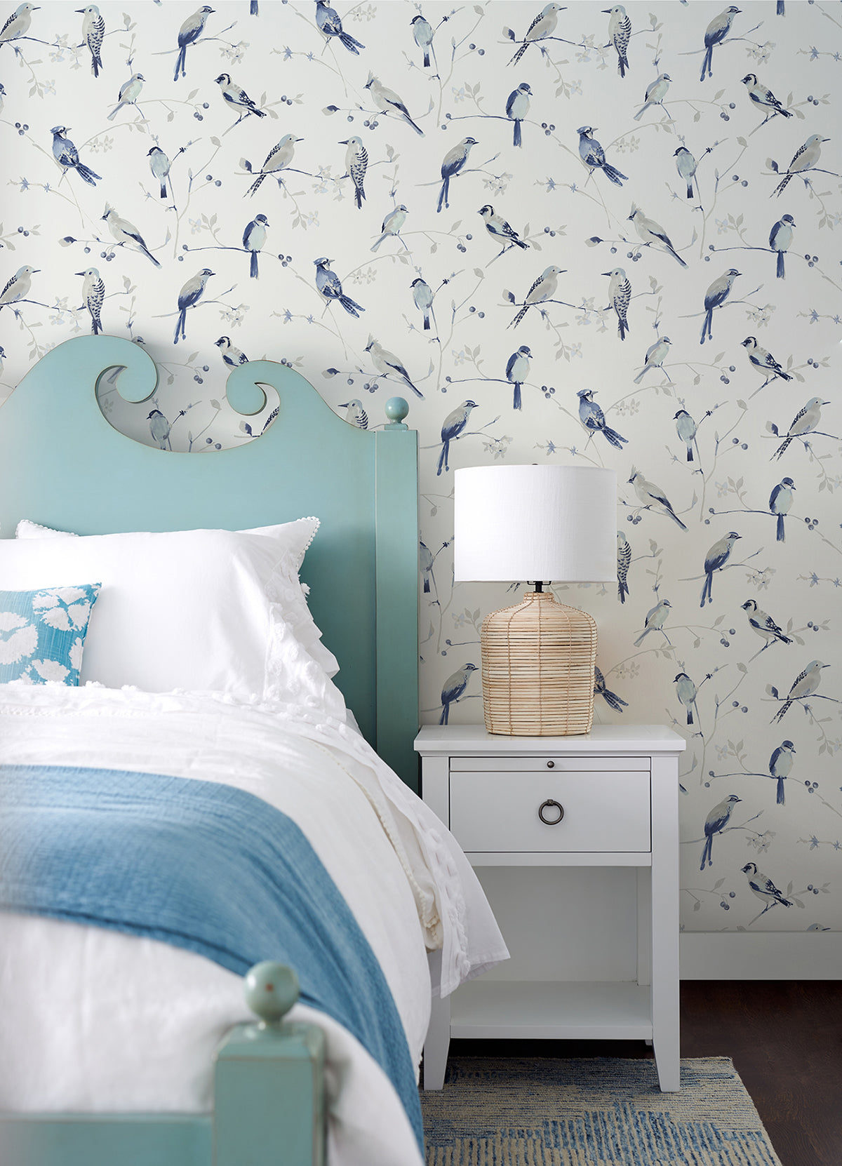 Birdsong Blue Trail Wallpaper - Brewster Wallcovering