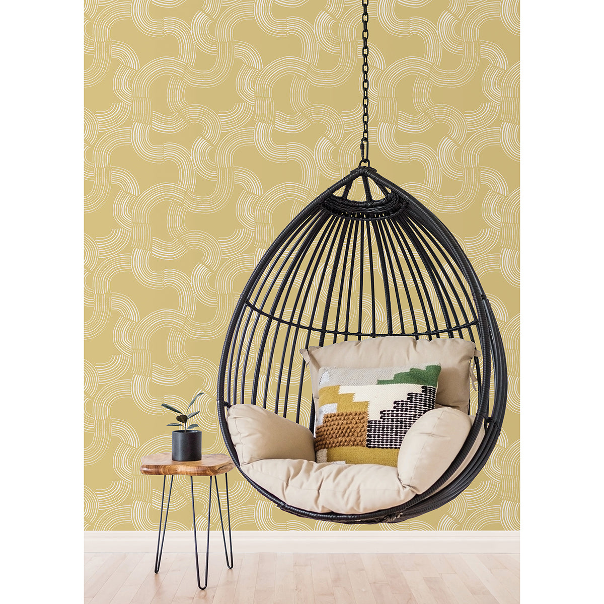 Mustard Hokime Peel and Stick Wallpaper - Brewster Wallcovering