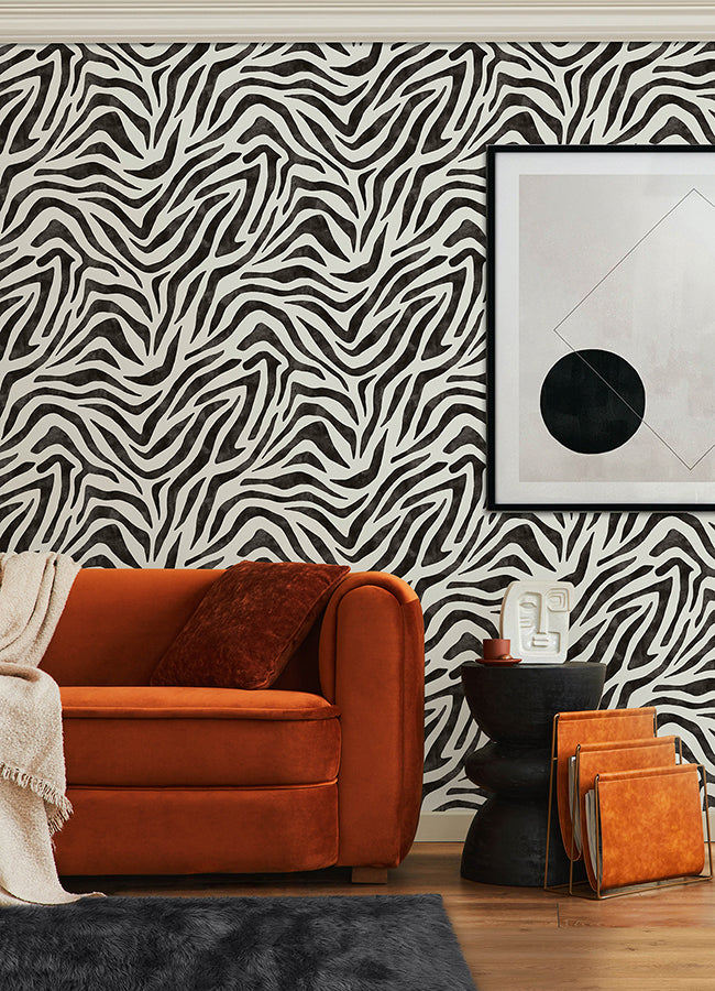 Black RuZebra Peel and Stick Wallpaper - Brewster Wallcovering