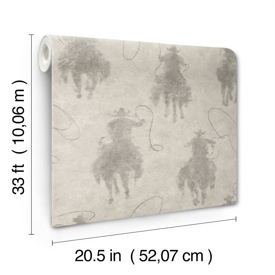 Stockman Silhouette Grey Wallpaper - Brewster Wallcovering