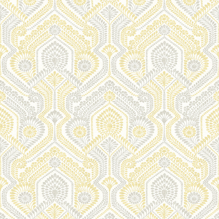 Picture of Fernback Yellow Ornate Botanical Wallpaper