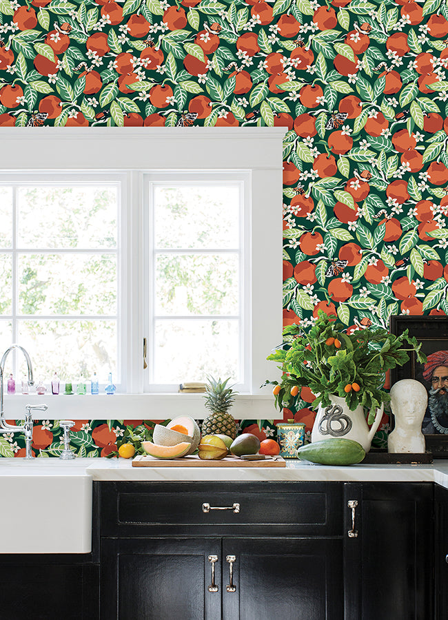 Juniper Orange Grove Peel and Stick Wallpaper - Brewster Wallcovering