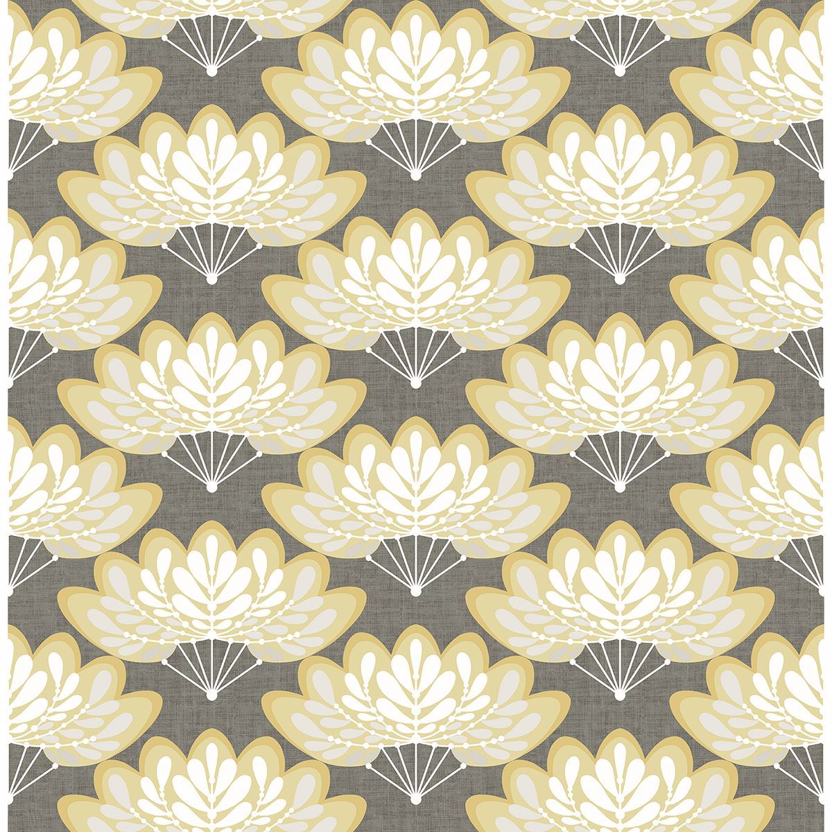 Picture of Lotus Mustard Floral Fans Wallpaper