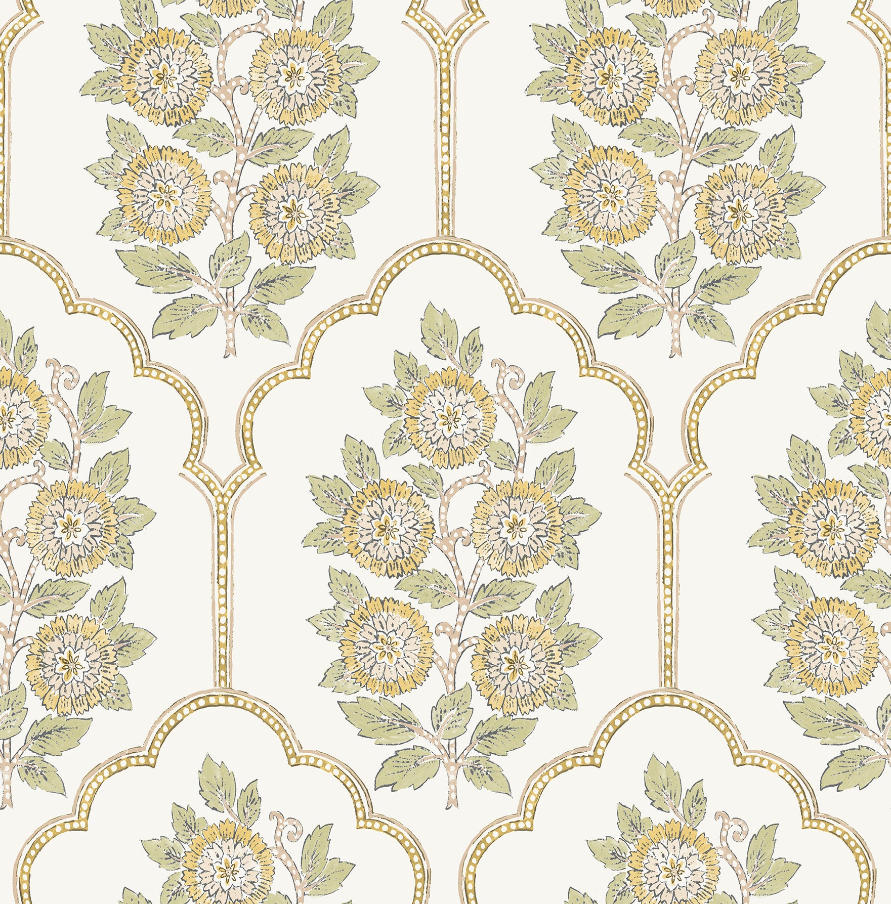 Picture of Floral Bazaar Ochre Peel and Stick Wallpaper