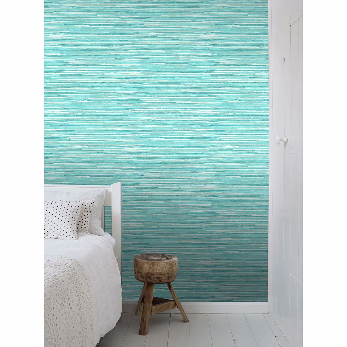 Cabana Turquoise Faux Grasscloth Wallpaper - Brewster Wallcovering