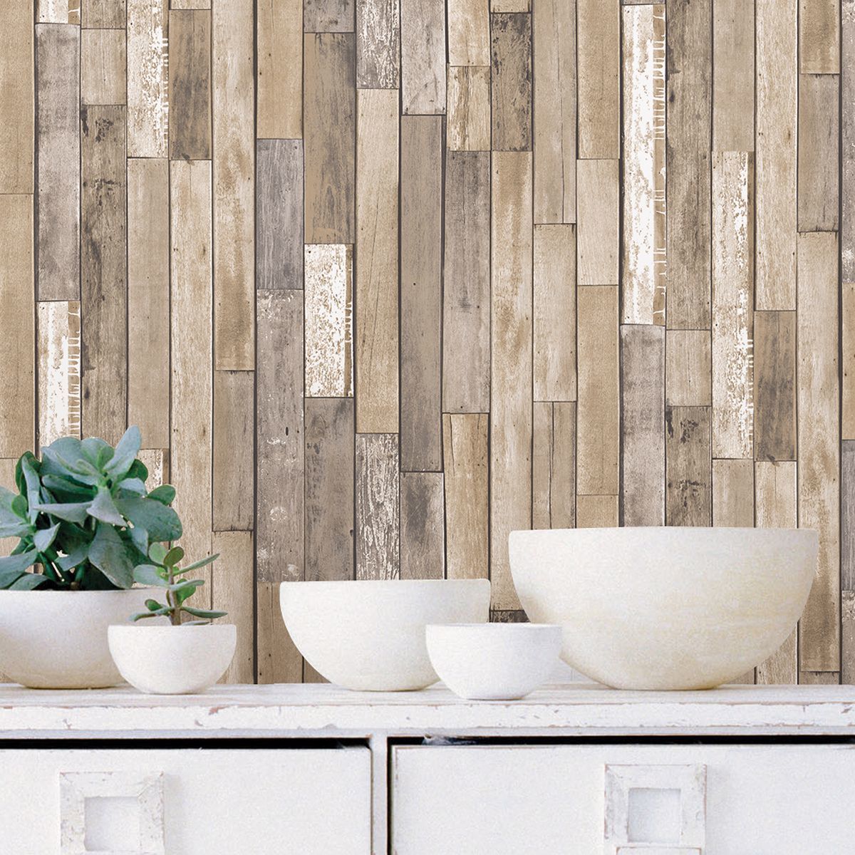 Weathered Plank Barn Peel & Stick Wallpaper - Brewster Wallcovering