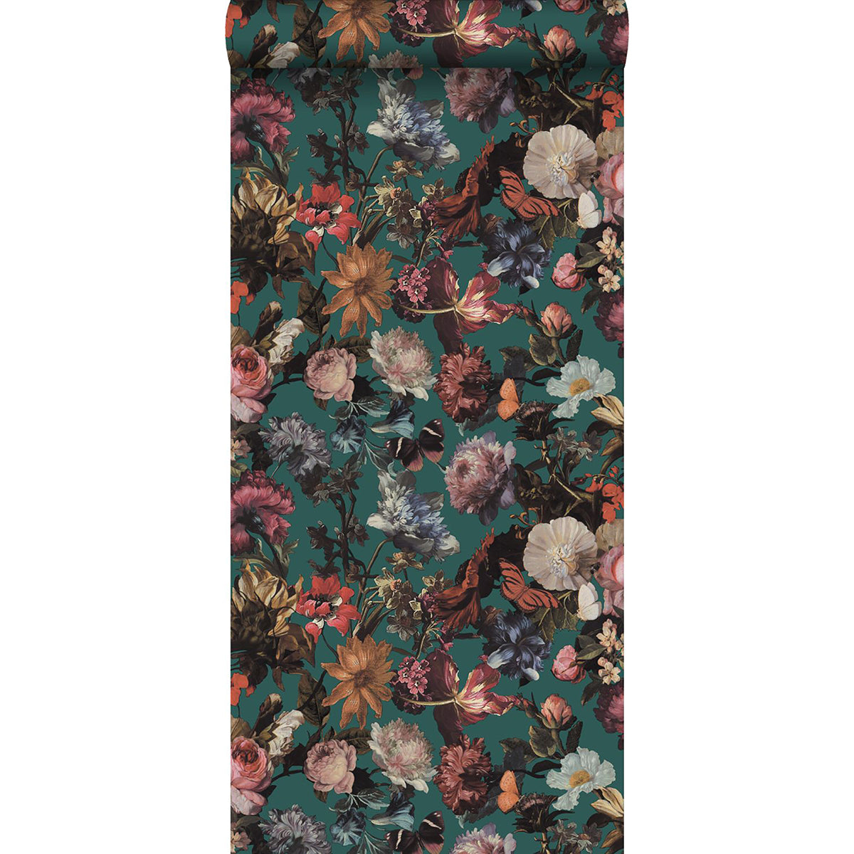 Zarinda Sea Green Flowers Wallpaper - Brewster Wallcovering