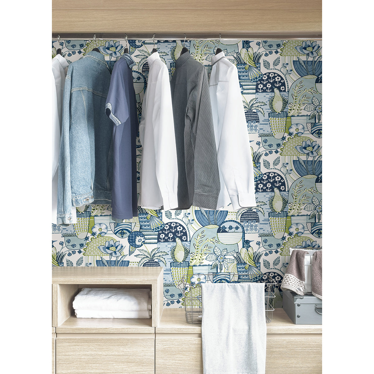 Blue Avriel Peel and Stick Wallpaper - Brewster Wallcovering